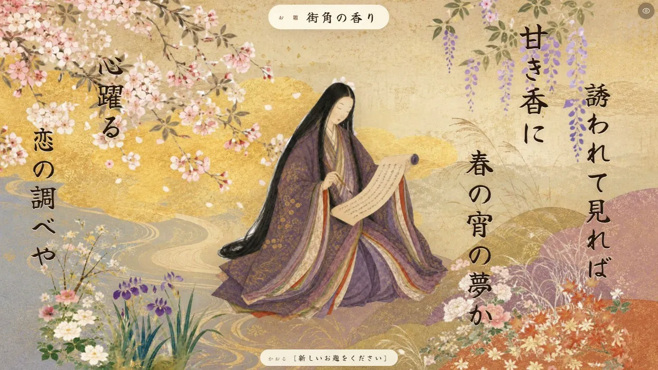 大画面に詠まれる和歌